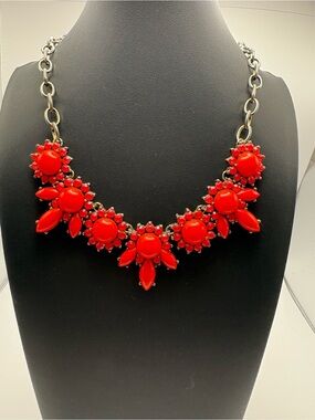 J. Crew Red Statement Bib Necklace